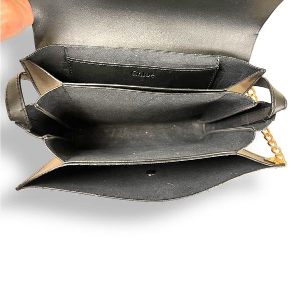 Chloe Faye Black Leather Ring Crossbody Bag - Picture 10 of 12